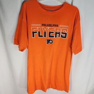 NHL Philadelphia Flyers Orange & Black Short Sleeve Tee Shirt Size Large 42/44